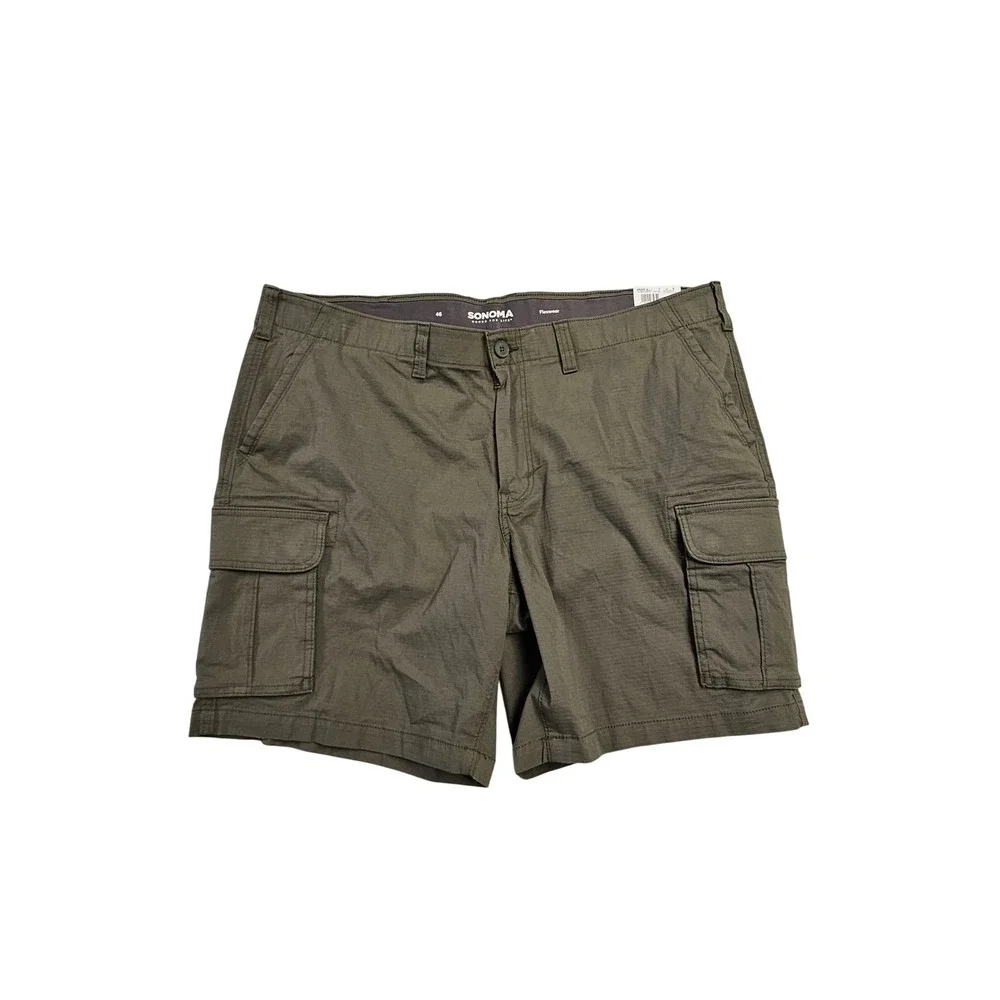 Sonoma Goods For Life Mens Flexwear Cargo Shorts Olive Green Size 46 9-in Inseam